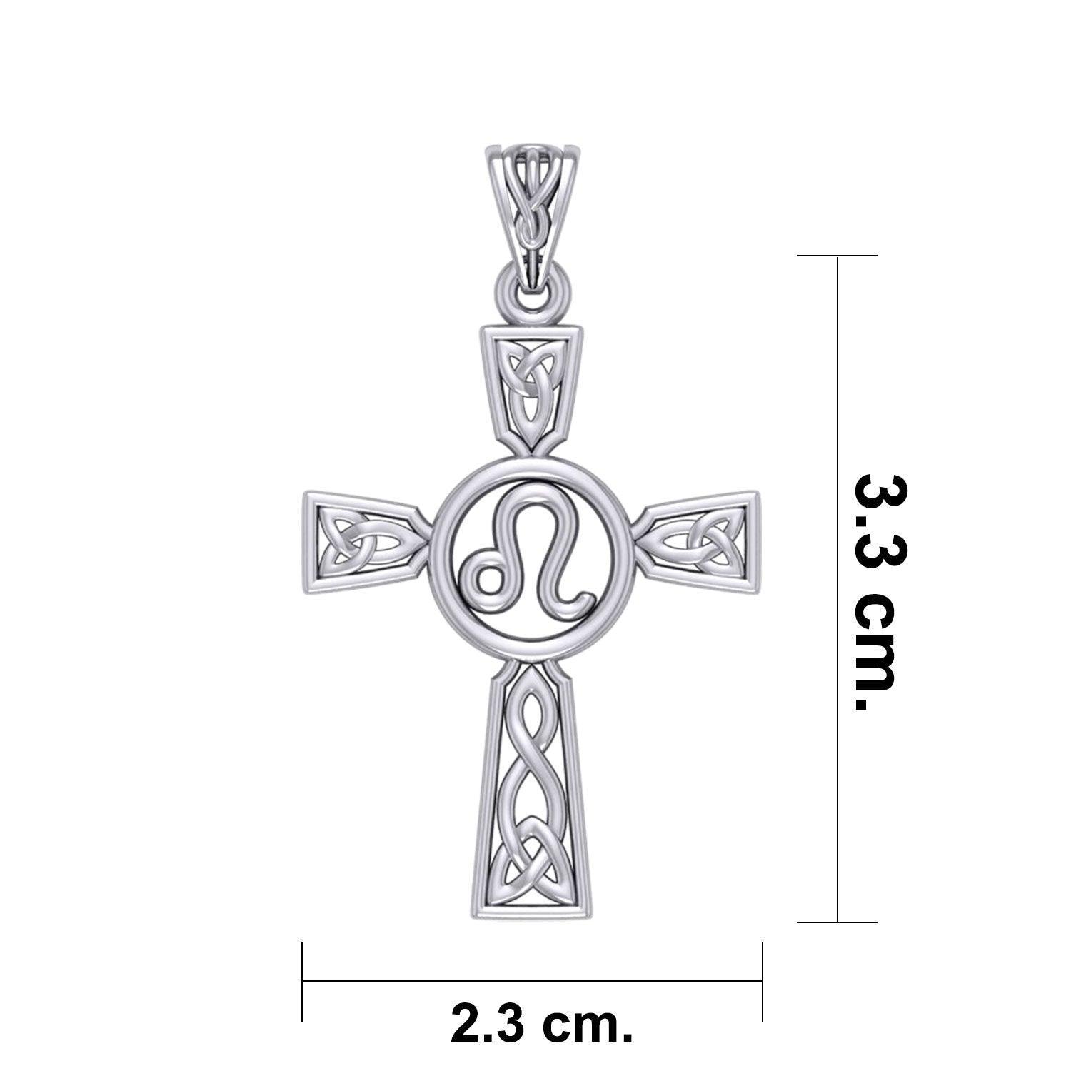 Celtic Cross Leo Astrology Zodiac Sign Silver Pendant TPD5952
