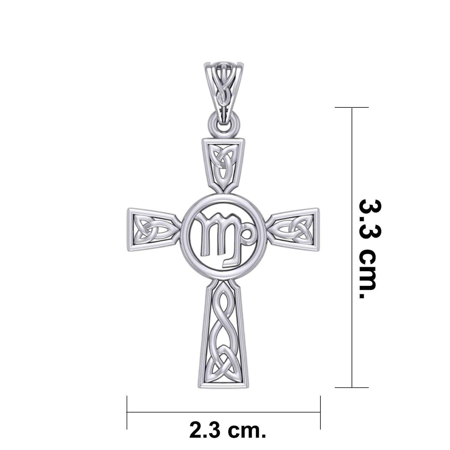 Celtic Cross Virgo Astrology Zodiac Sign Silver Pendant TPD5953