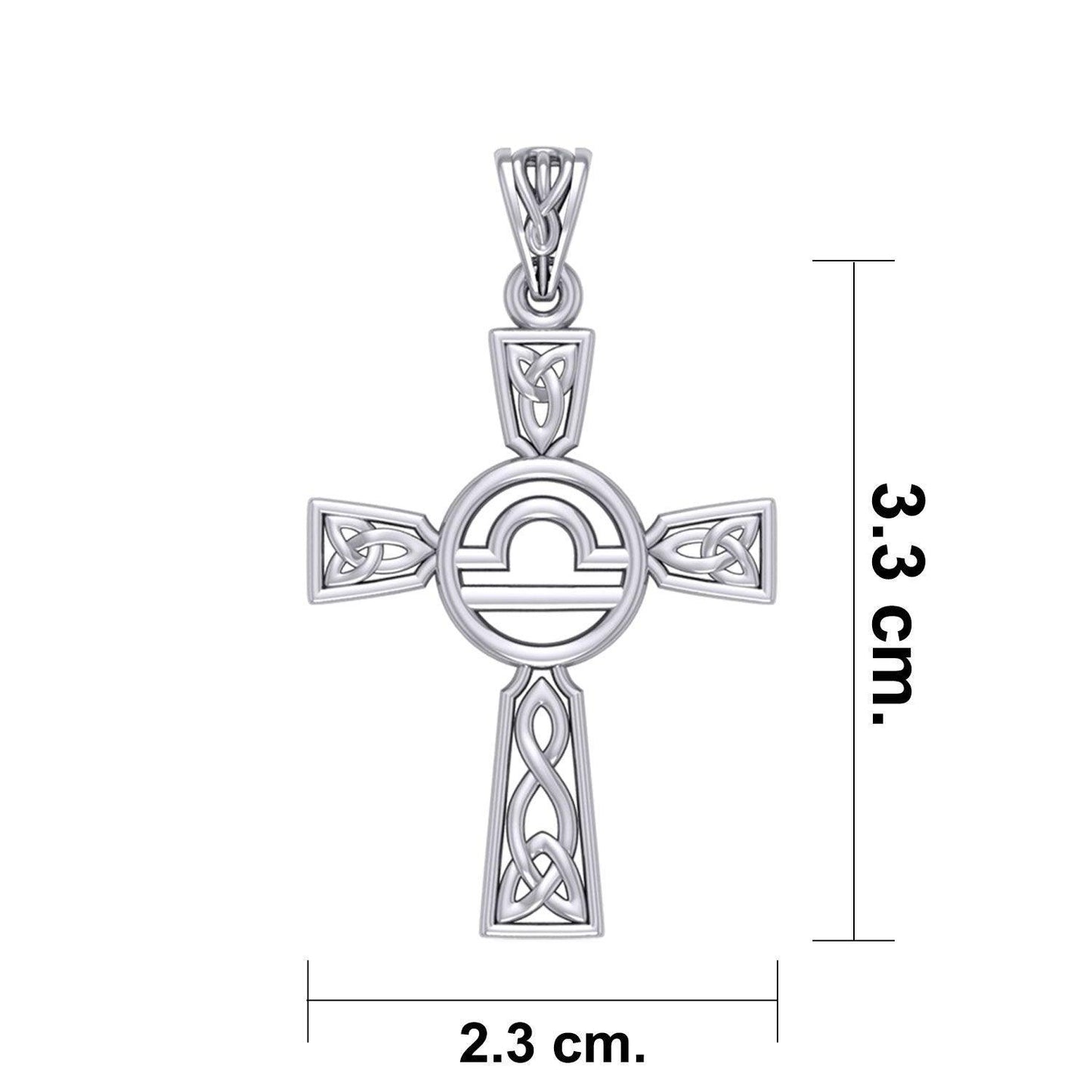 Celtic Cross Libra Astrology Zodiac Sign Silver Pendant TPD5954