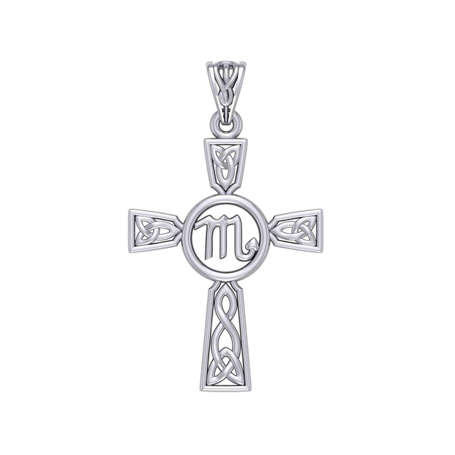 Celtic Cross Scorpio Astrology Zodiac Sign Silver Pendant TPD5955