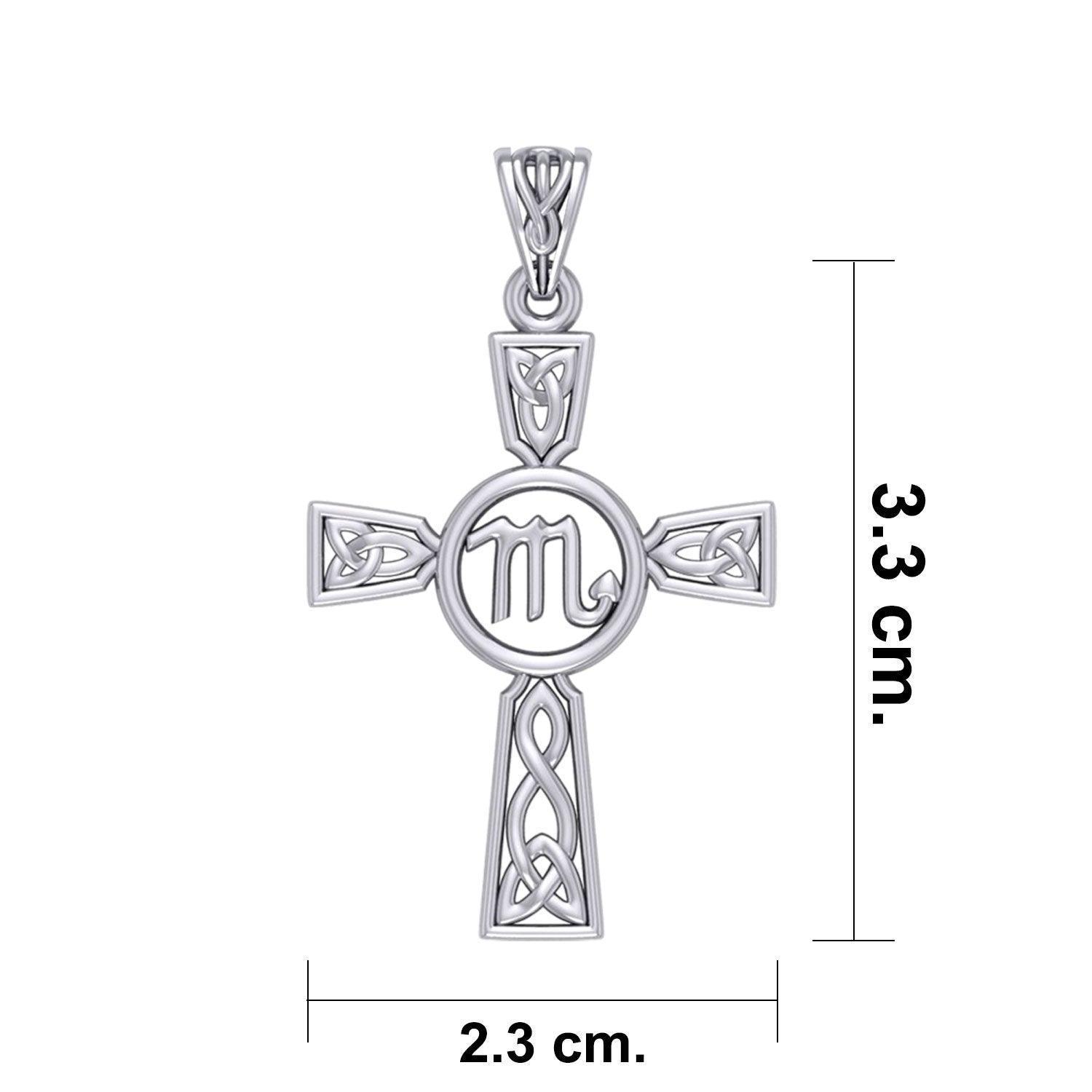 Celtic Cross Scorpio Astrology Zodiac Sign Silver Pendant TPD5955