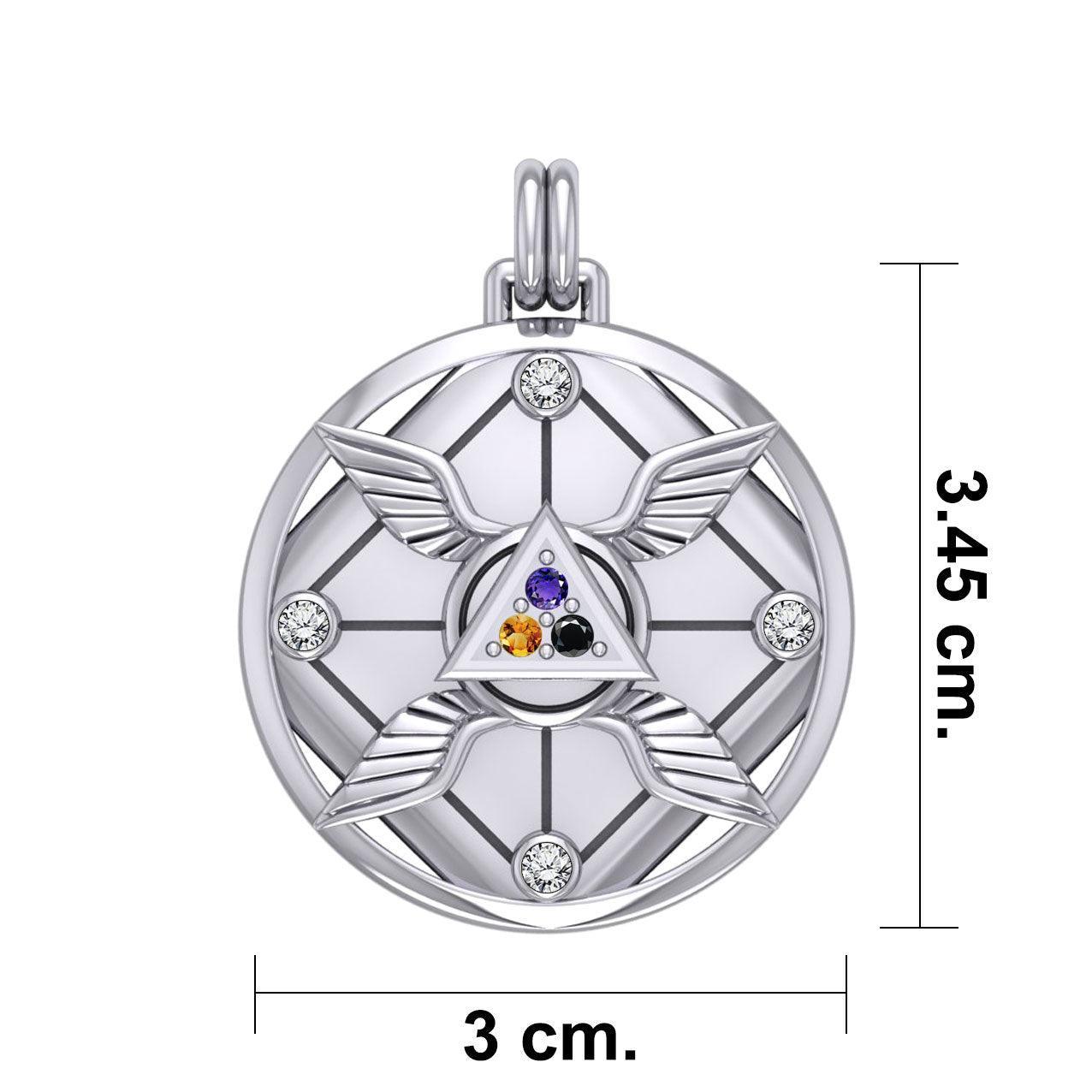 Growth and Protection Triangle Wings Silver Pendant with Gem TPD5957