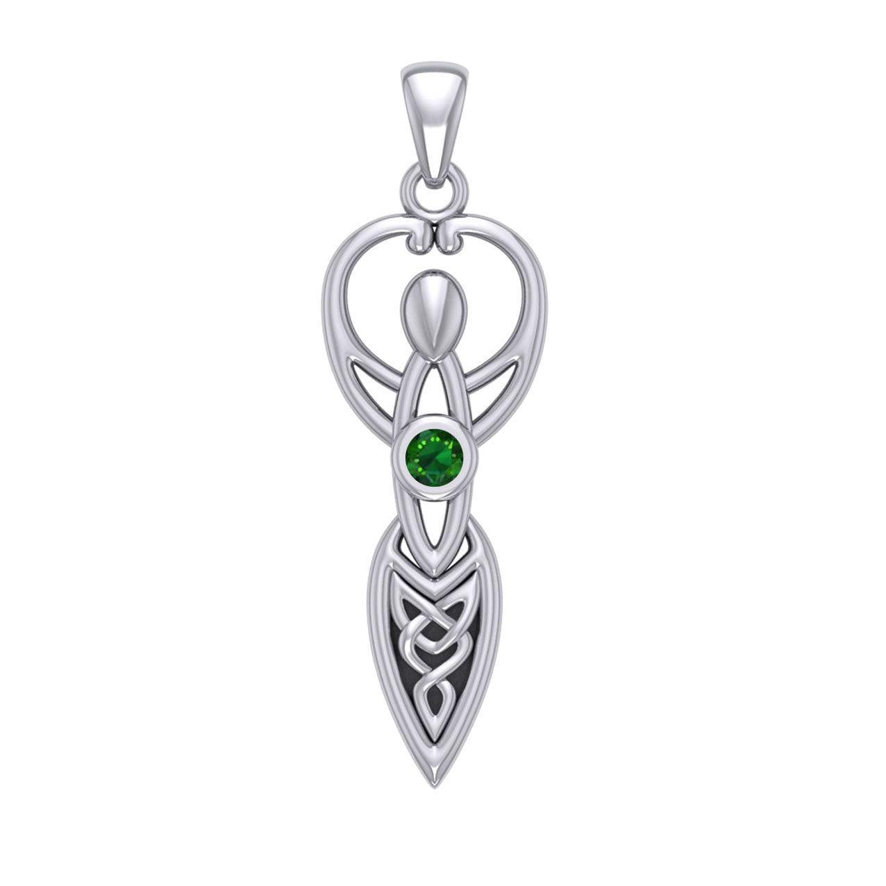 Celtic Goddess with Birthstone Silver Pendant TPD5959