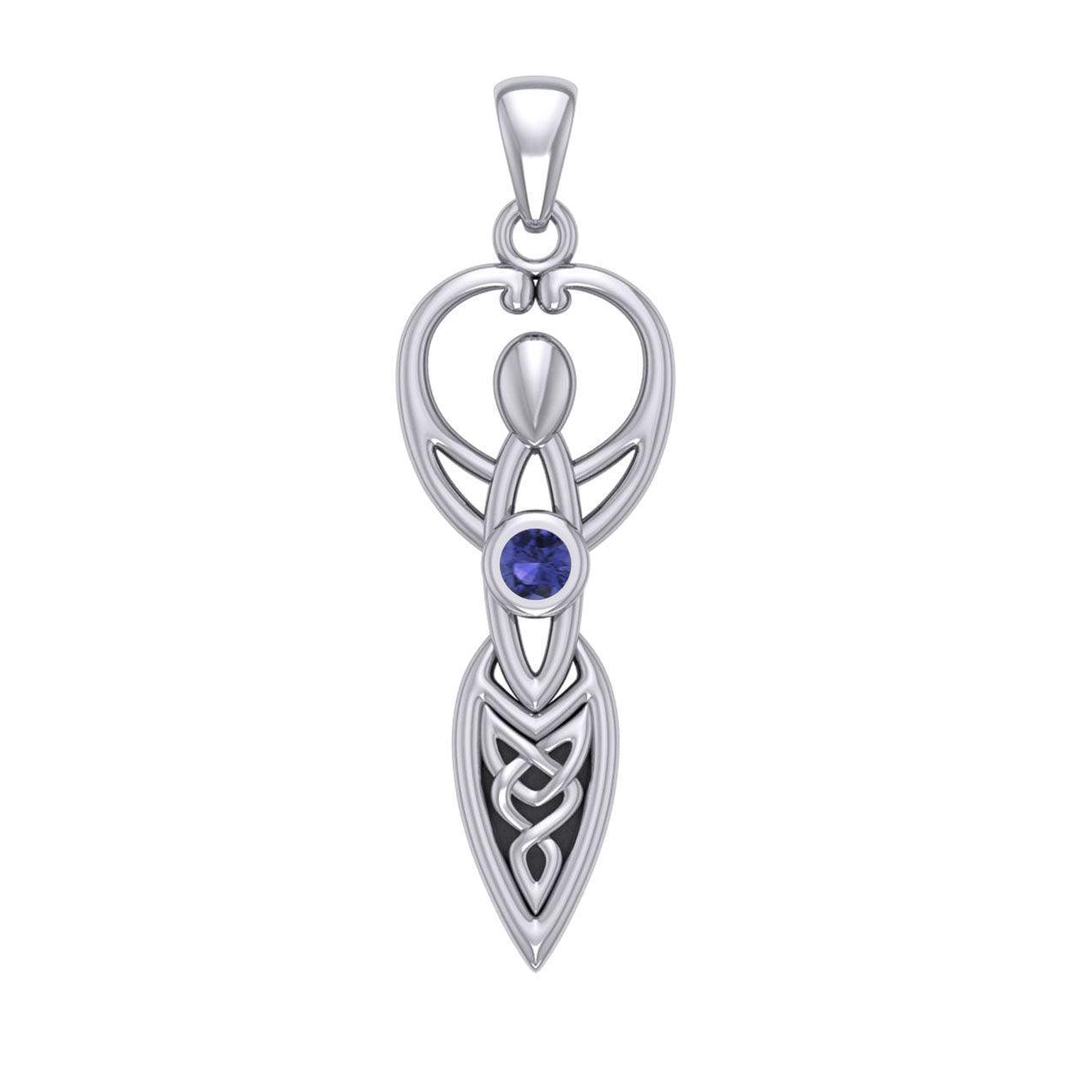 Celtic Goddess with Birthstone Silver Pendant TPD5959