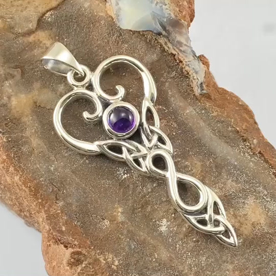 Celtic Infinity Goddess Sterling Silver Pendant with Birthstone TPD5960