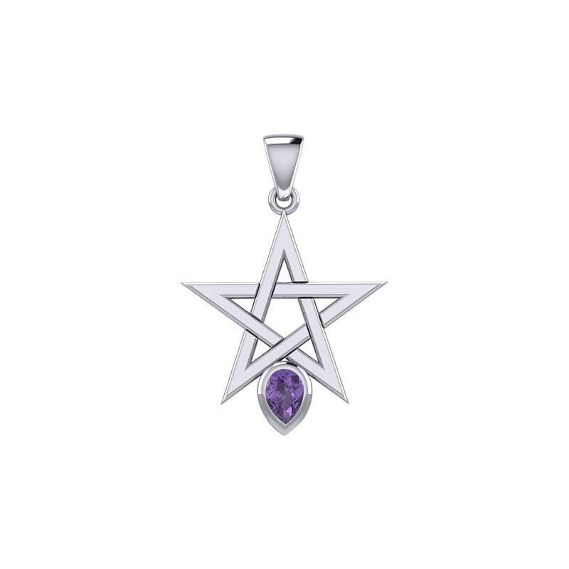 Pentagram Spirit Silver Pendant with Gemstone TPD5963