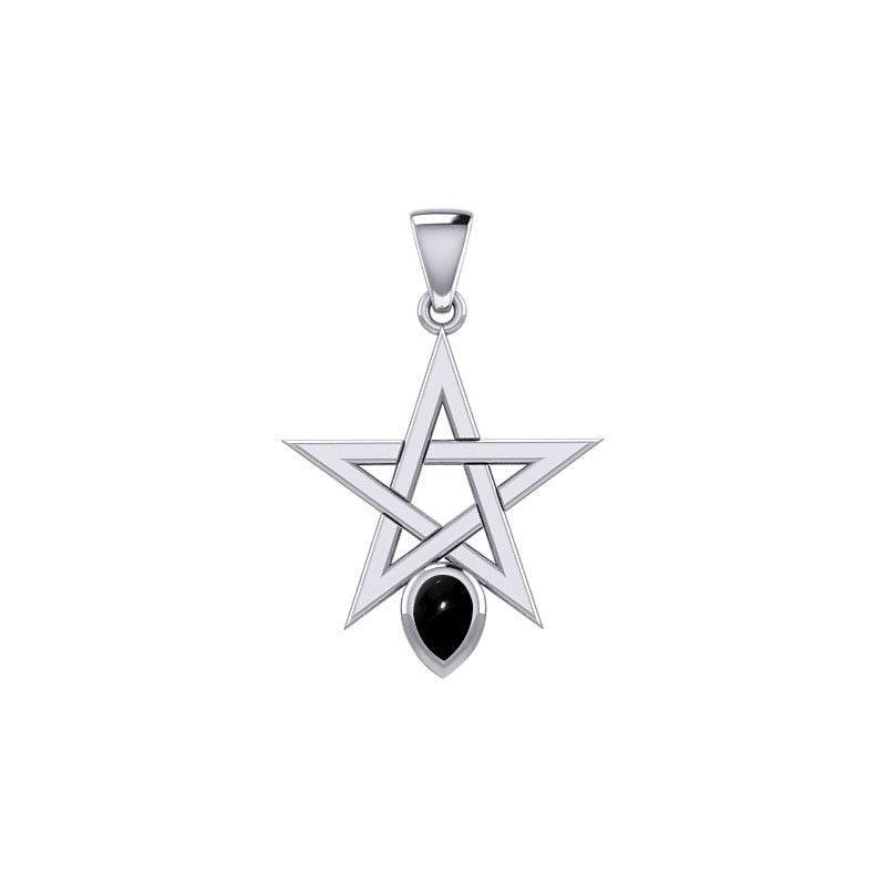 Pentagram Spirit Silver Pendant with Gemstone TPD5963