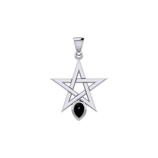 Pentagram Spirit Silver Pendant with Gemstone TPD5963