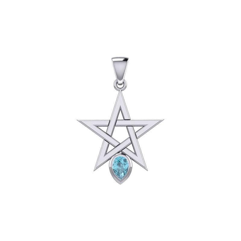 Pentagram Spirit Silver Pendant with Gemstone TPD5963