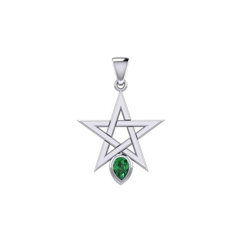 Pentagram Spirit Silver Pendant with Gemstone TPD5963