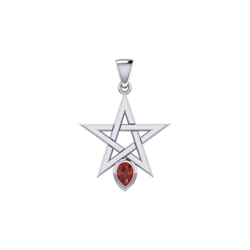Pentagram Spirit Silver Pendant with Gemstone TPD5963