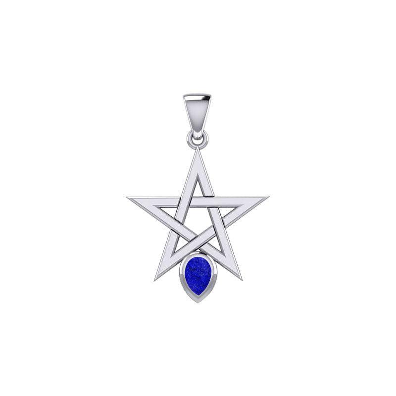 Pentagram Spirit Silver Pendant with Gemstone TPD5963