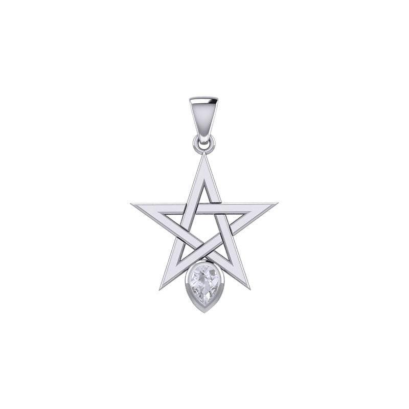 Pentagram Spirit Silver Pendant with Gemstone TPD5963