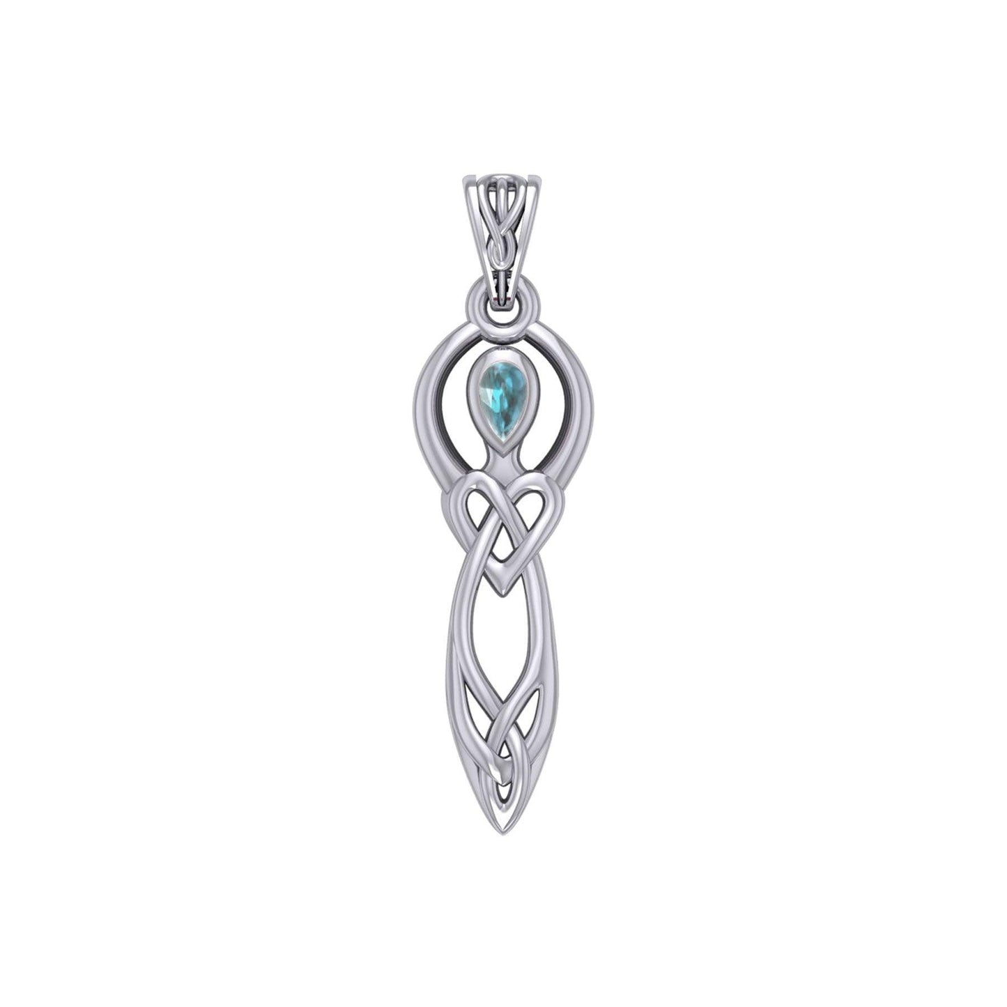 Celtic Knotwork Goddess Sterling Silver Pendant with Gemstone TPD5968