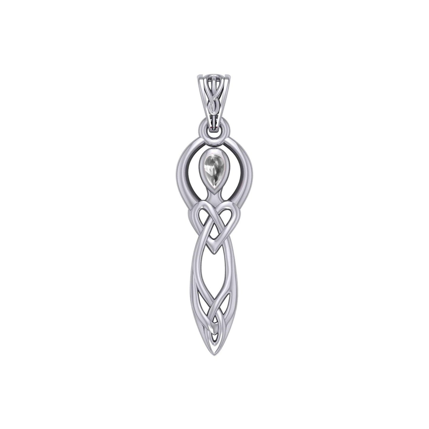 Celtic Knotwork Goddess Sterling Silver Pendant with Gemstone TPD5968