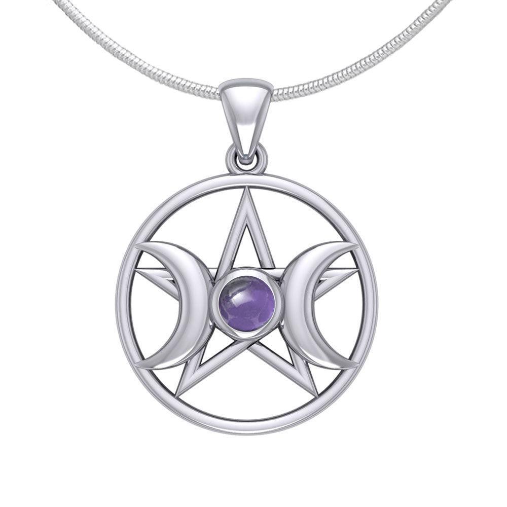 Triple Goddess Silver Pendant with Gemstone TPD5969