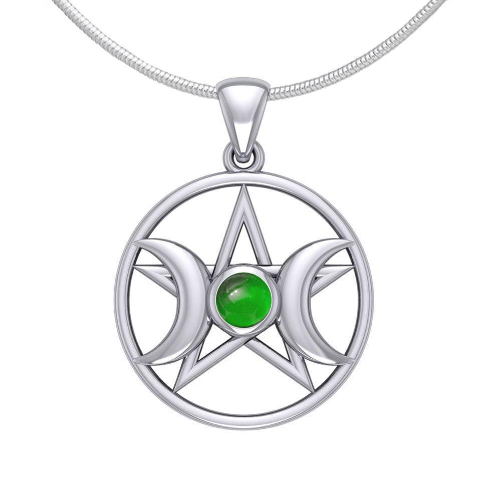 Triple Goddess Silver Pendant with Gemstone TPD5969