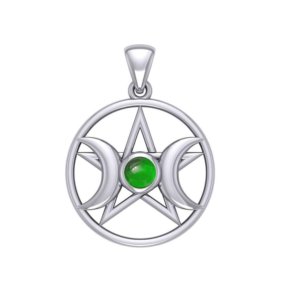Triple Goddess Silver Pendant with Gemstone TPD5969