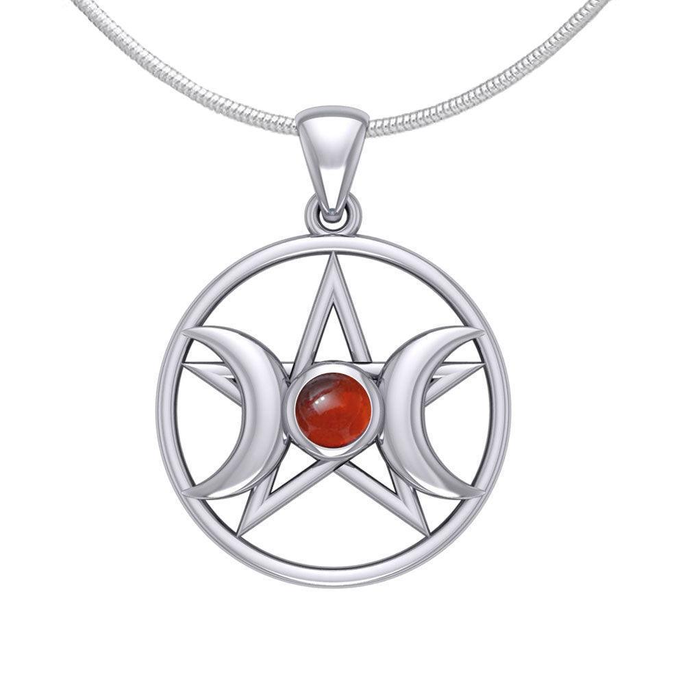 Triple Goddess Silver Pendant with Gemstone TPD5969