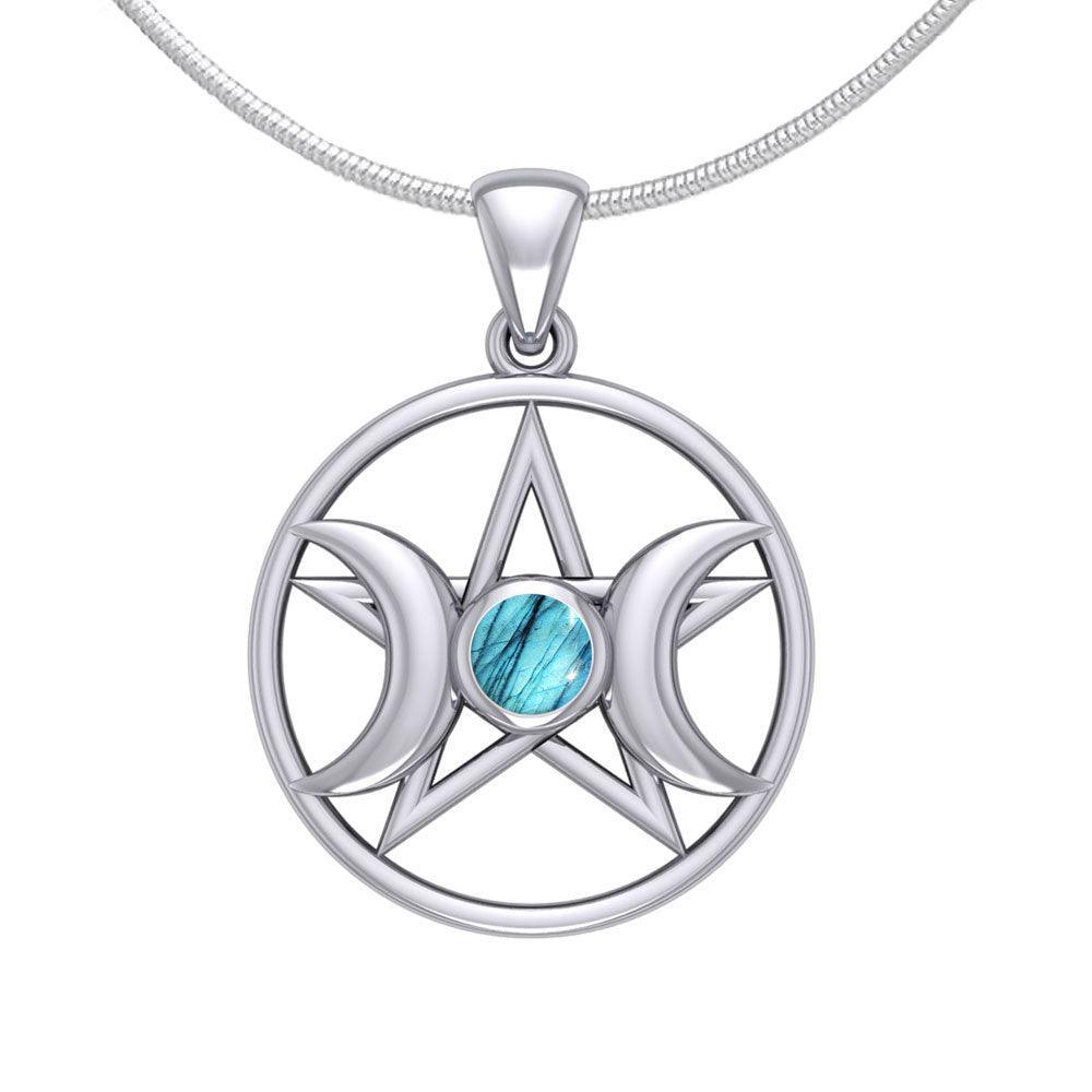 Triple Goddess Silver Pendant with Gemstone TPD5969