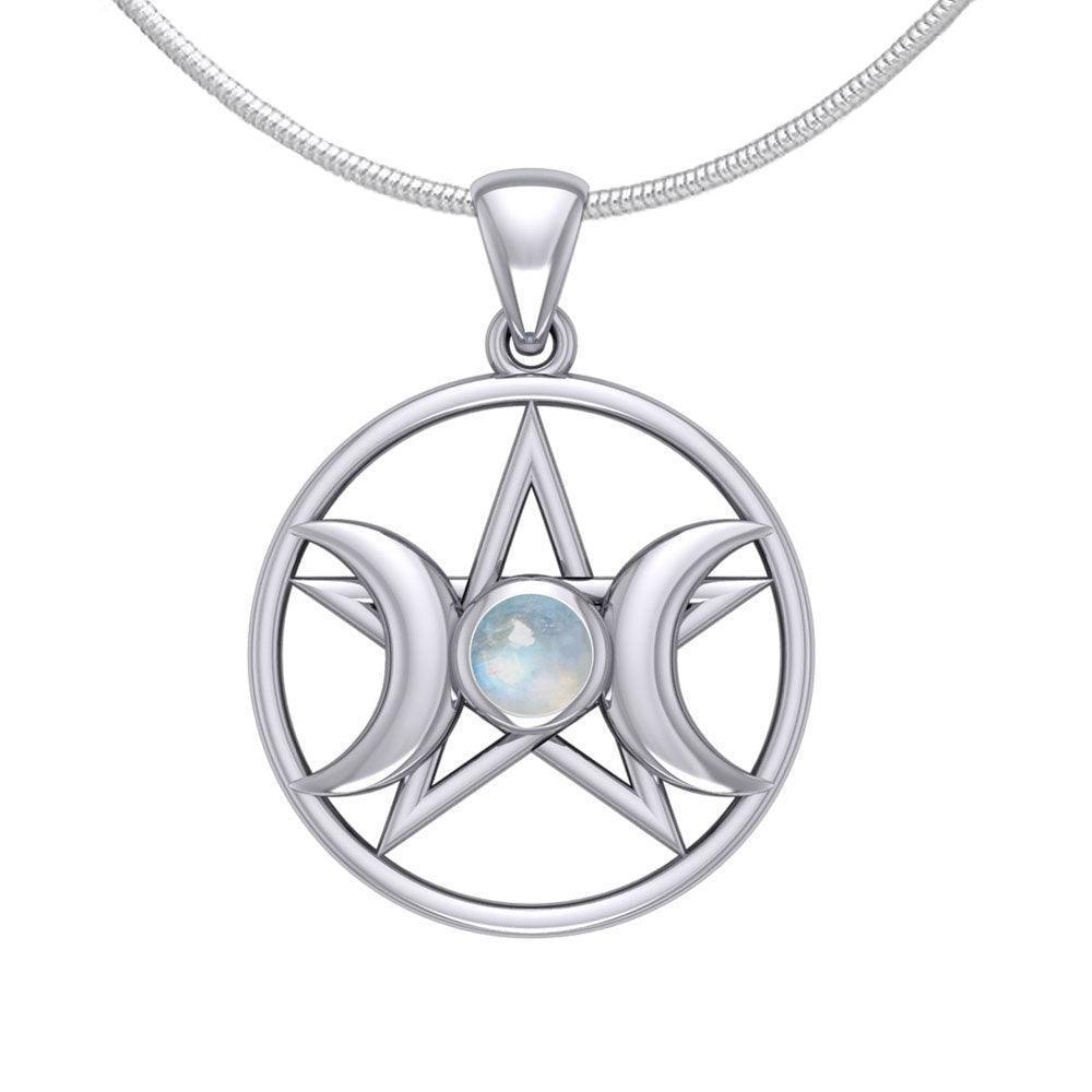Triple Goddess Silver Pendant with Gemstone TPD5969