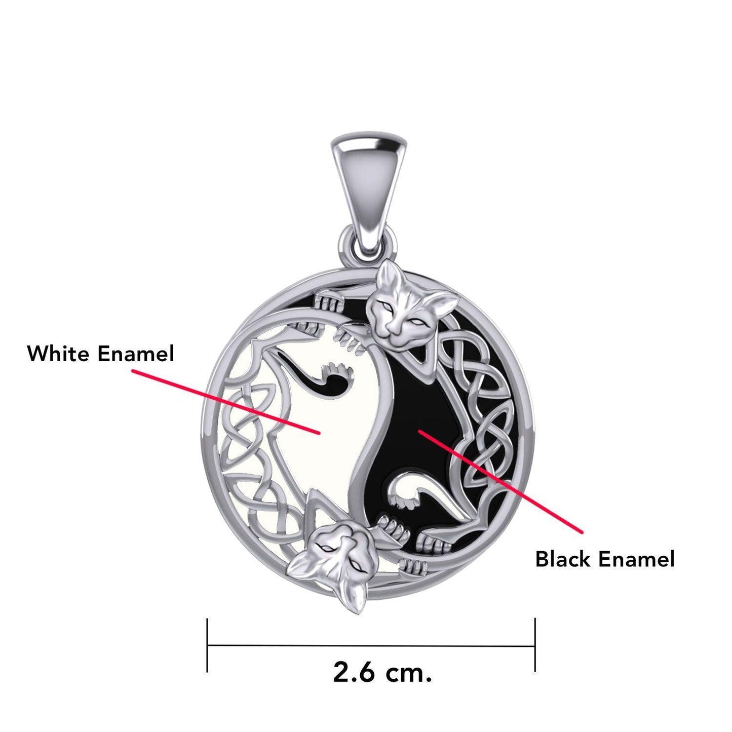 Celtic Yin Yang Cat Silver Pendant TPD5981