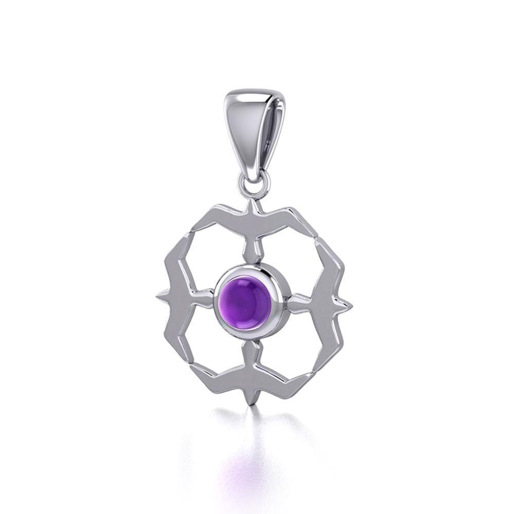Flying Birds Around Gem Silver Pendent TPD600