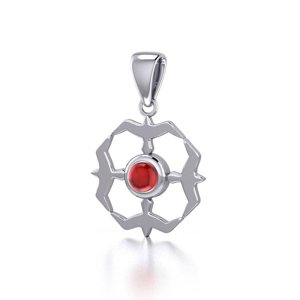 Flying Birds Around Gem Silver Pendent TPD600