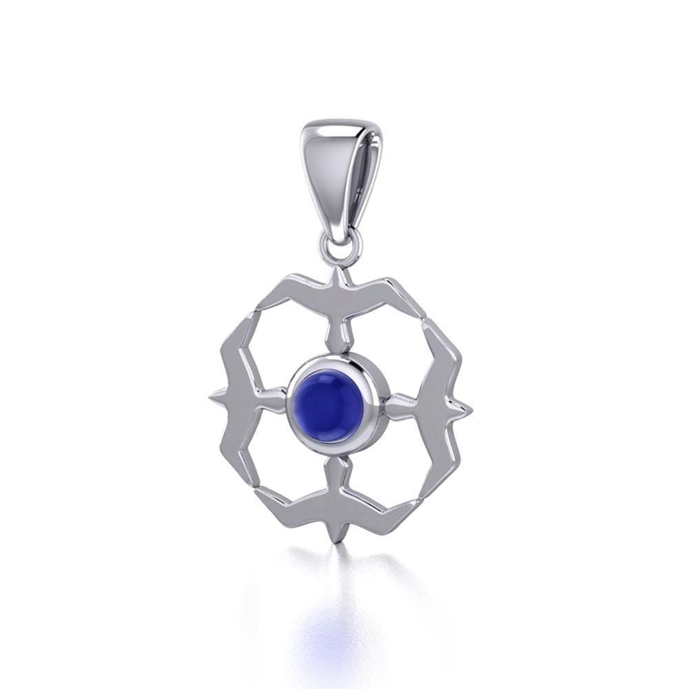 Flying Birds Around Gem Silver Pendent TPD600