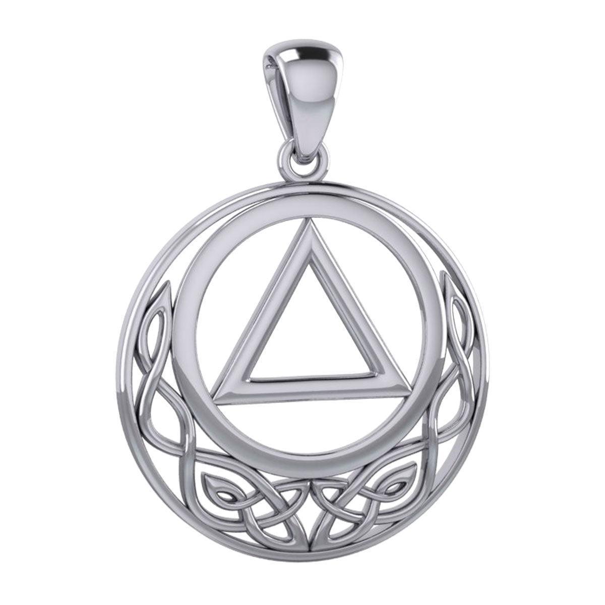 Large Celtic AA Recovery Silver Pendant TPD6005