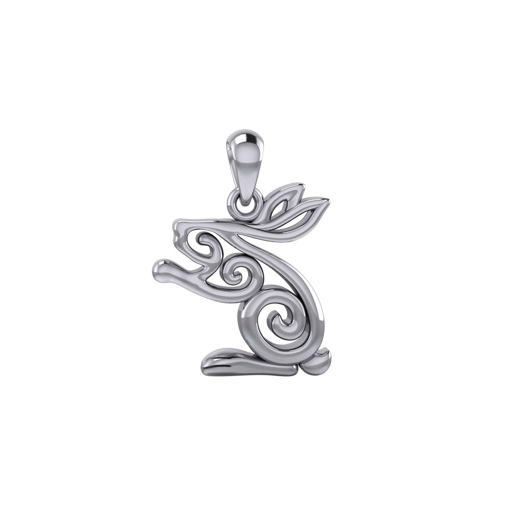 Celtic Spiral Rabbit or Hare Silver Pendant TPD6037