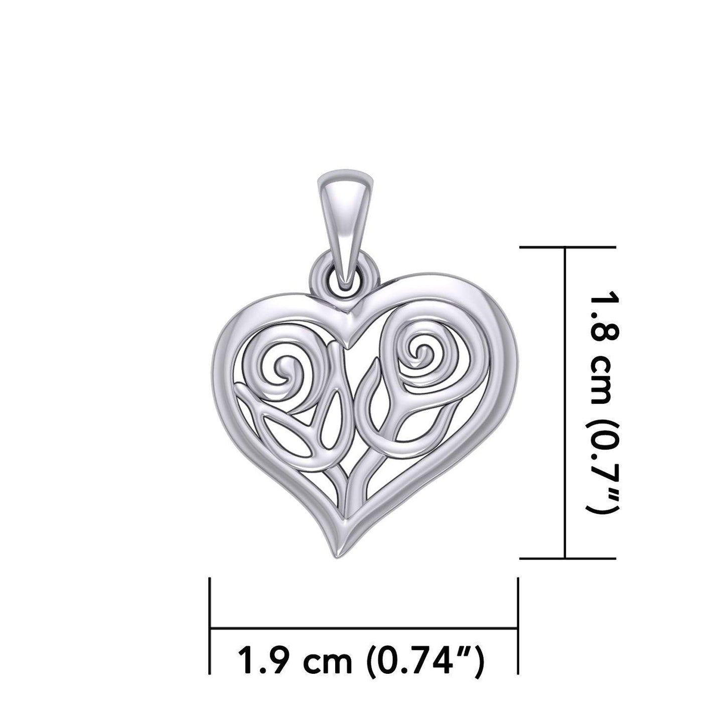 Double Roses in Heart Silver Pendant TPD6047 - peterstone.dropshipping