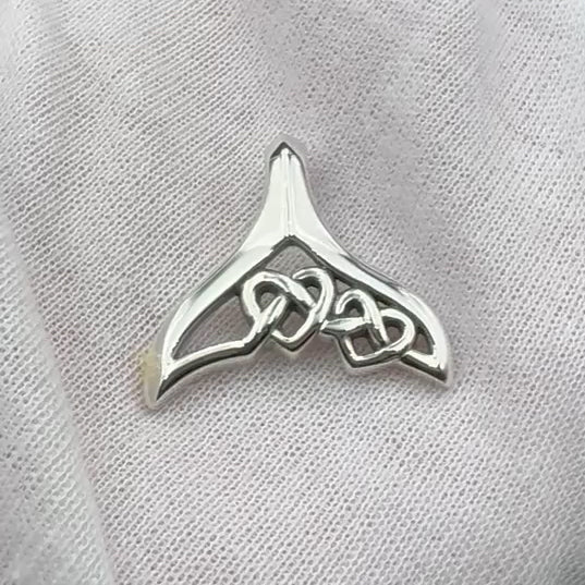 Celtic Whale Tail And Double Heart Sterling Silver Pendant TPD6054