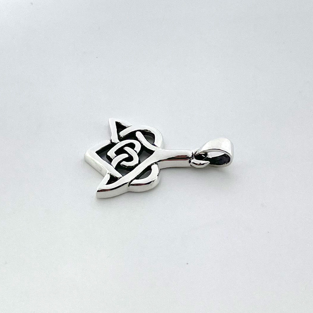 Celtic Whale Tail And Double Heart Silver Pendant TPD6055