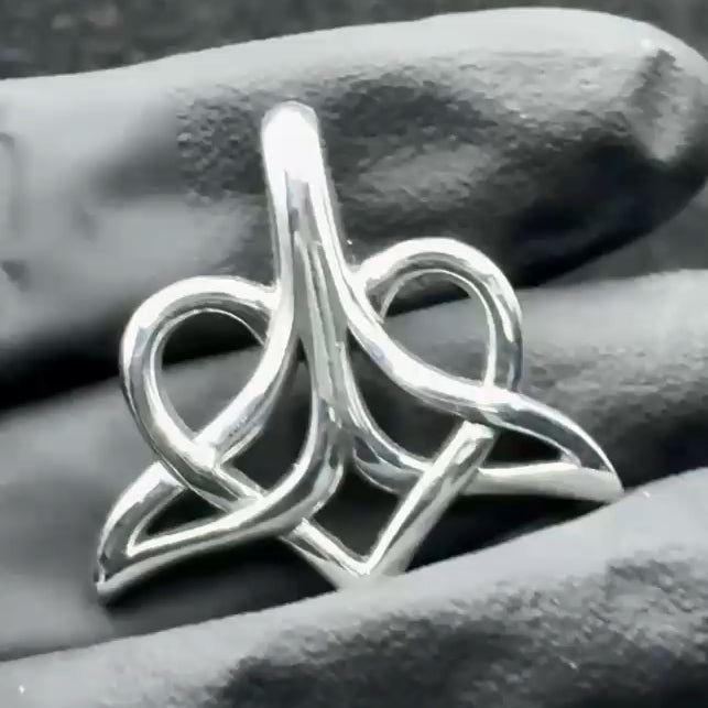 Whale Tail And Heart Silver Pendant TPD6057