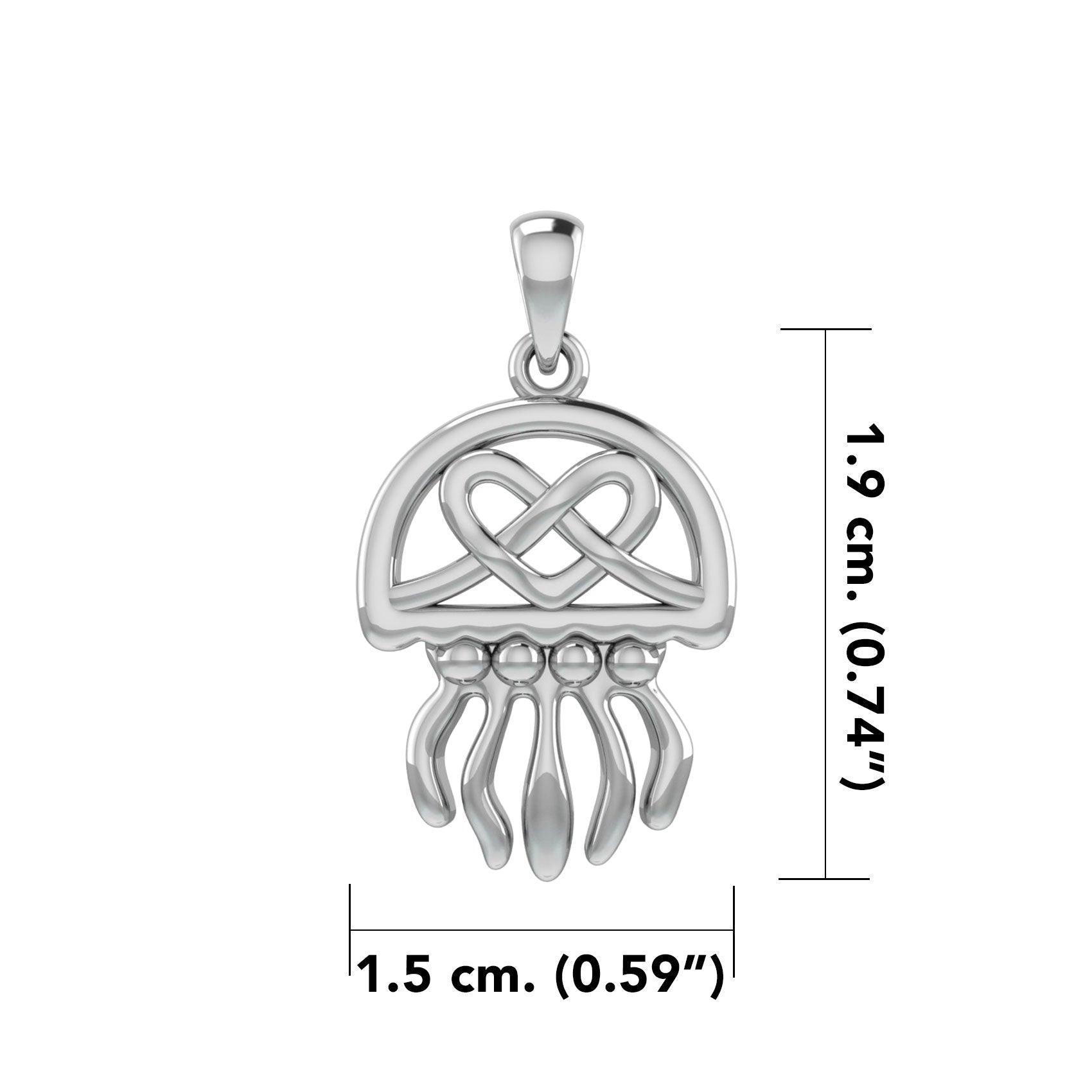 Jellyfish with Celtic Heart Silver Pendant TPD6078