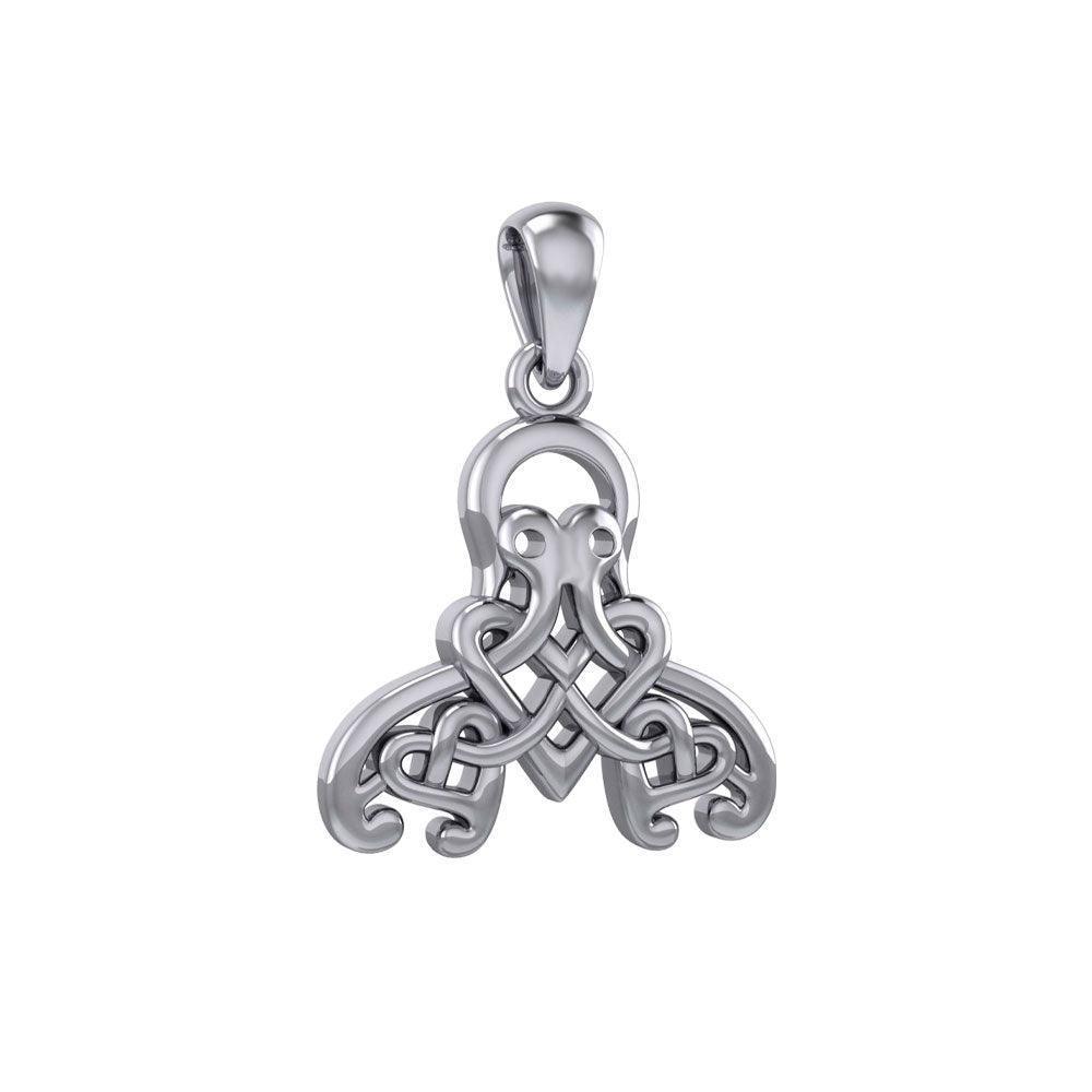 Celtic Octopus with Triple Heart Silver Pendant TPD6092