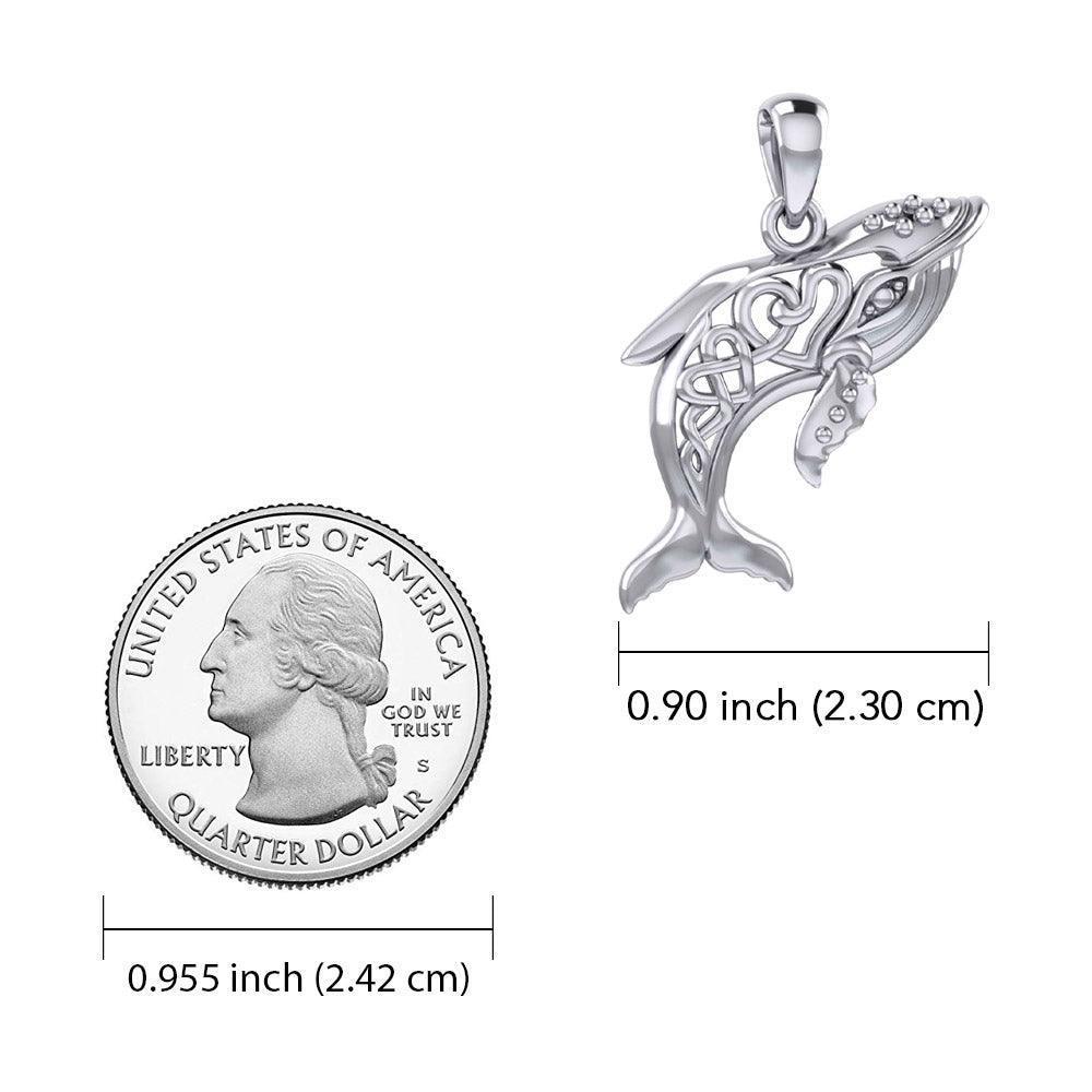 Celtic Whale with Double Heart Silver Pendant TPD6099