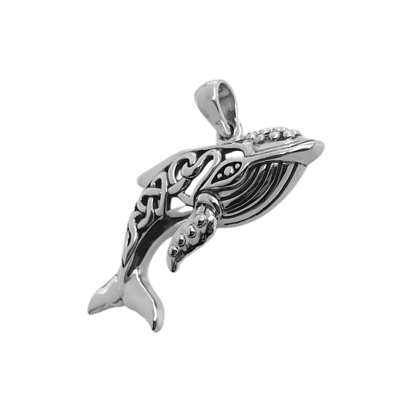 Celtic Whale with Double Heart Silver Pendant TPD6099