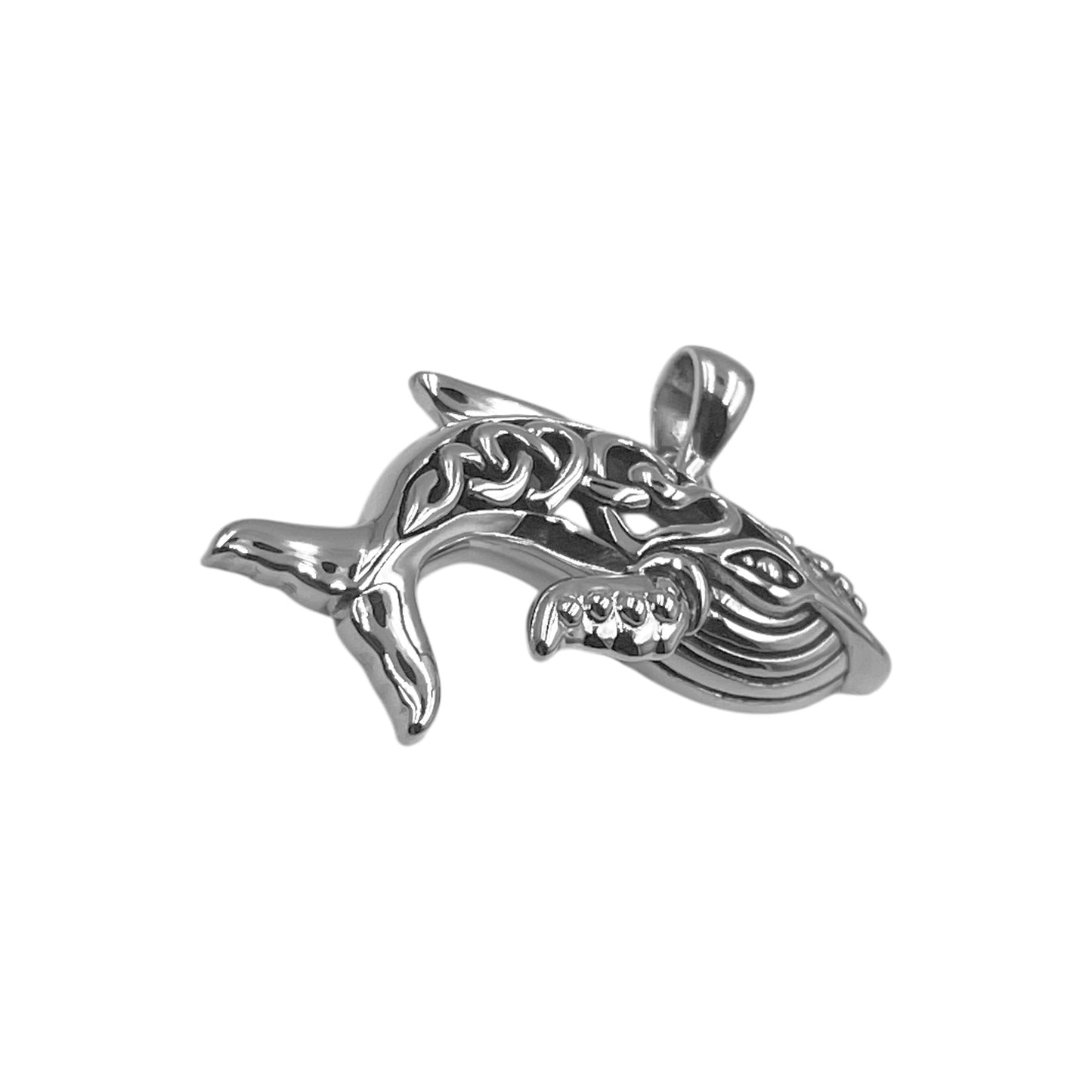 Celtic Whale with Double Heart Silver Pendant TPD6099