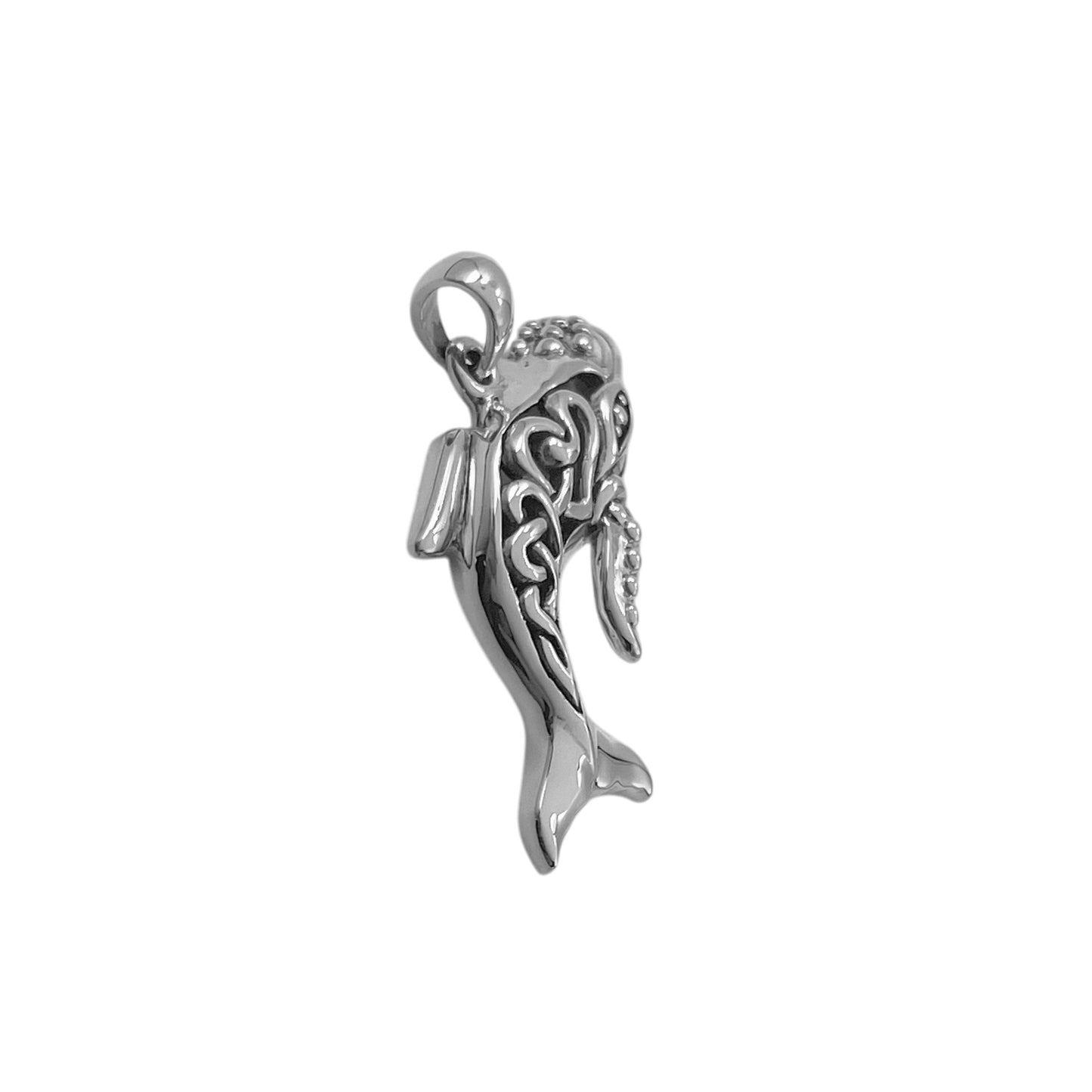 Celtic Whale with Double Heart Silver Pendant TPD6099