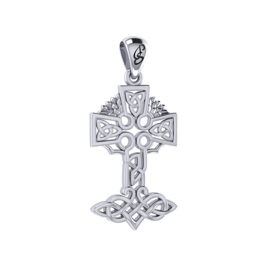 Celtic Tree of Life Irish Cross Sterling Silver Pendant TPD6123
