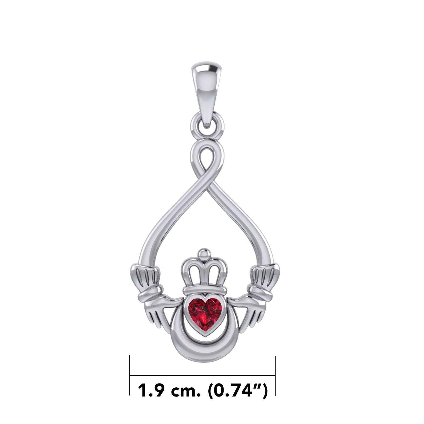 Claddagh with Heart Gemstone and Crescent Moon at the bottom Silver Pendant TPD6124 - peterstone.dropshipping
