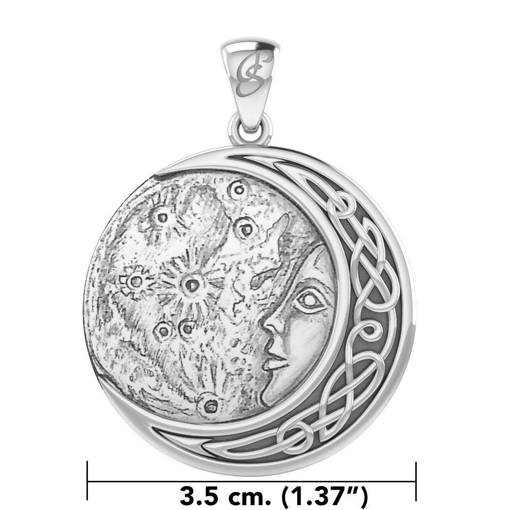 Luna Goddess with Crescent Moon Silver Pendant Inspired by Oberon Zell TPD6133