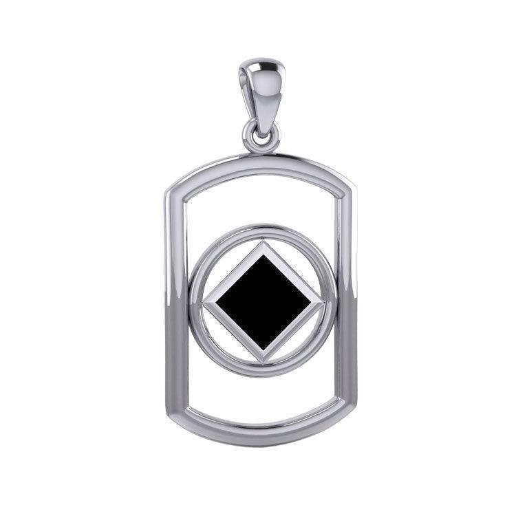 Rectangle Silver Pendant with Inlay Stone in NA Symbol Shape TPD6165