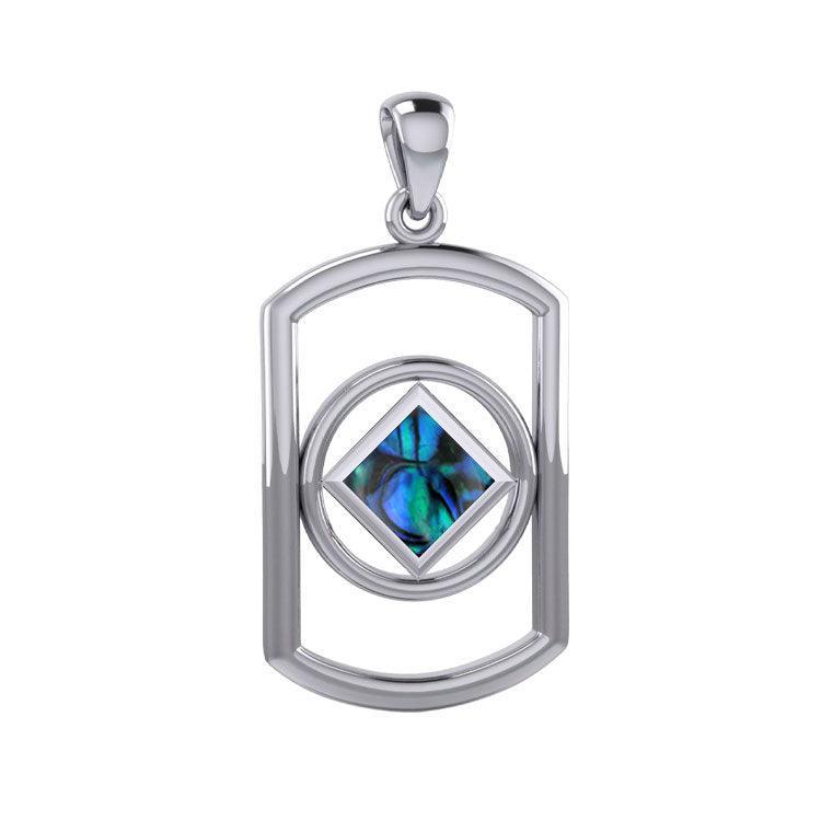 Rectangle Silver Pendant with Inlay Stone in NA Symbol Shape TPD6165