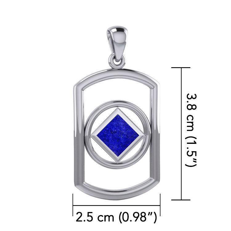 Rectangle Silver Pendant with Inlay Stone in NA Symbol Shape TPD6165