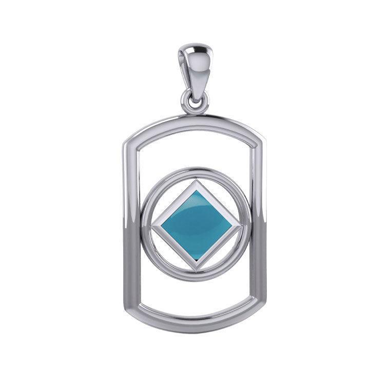 Rectangle Silver Pendant with Inlay Stone in NA Symbol Shape TPD6165