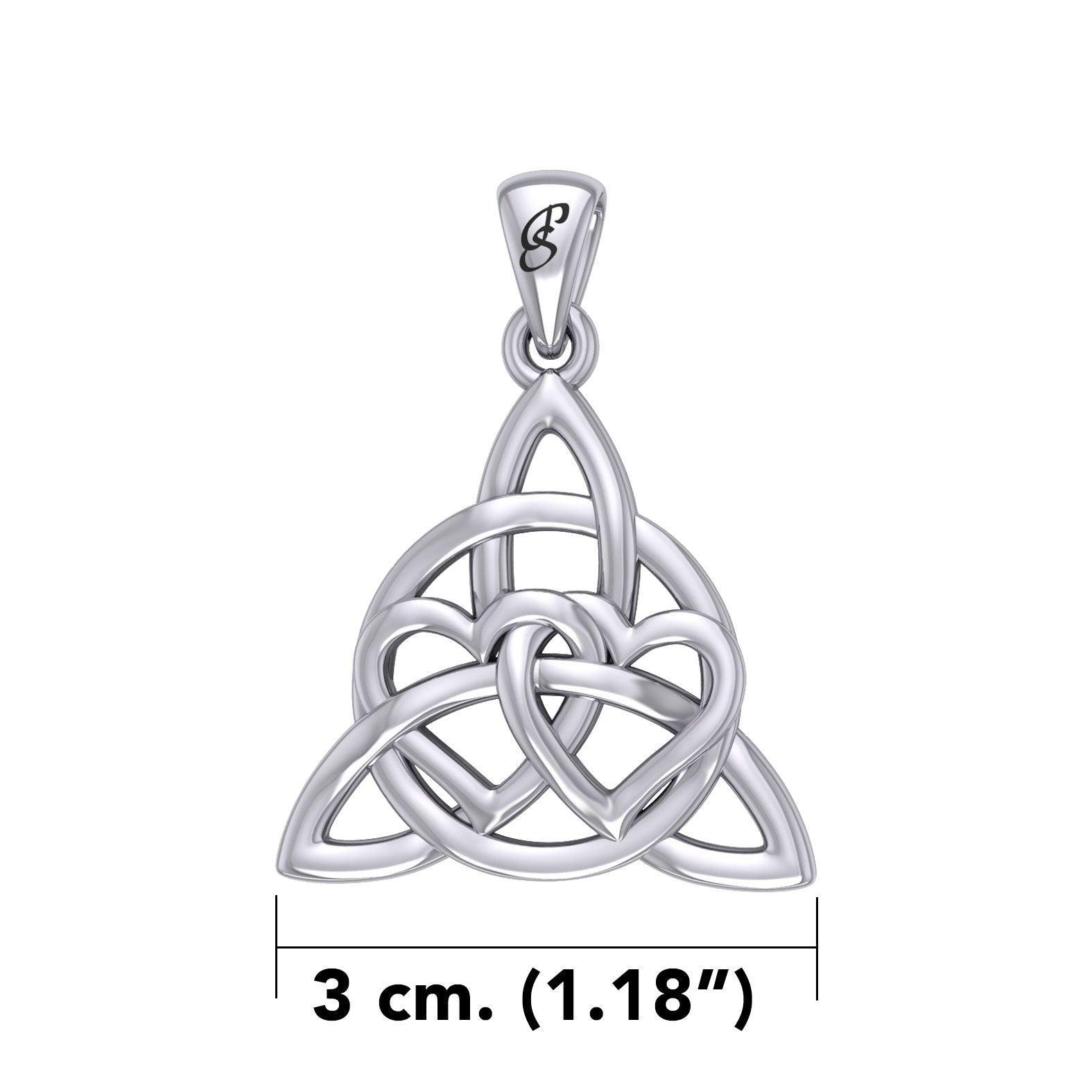 Enchantment Sterling Silver Double Hearts Connected with Magic Celtic Triquetra Pendant - TPD6194 by Peter Stone