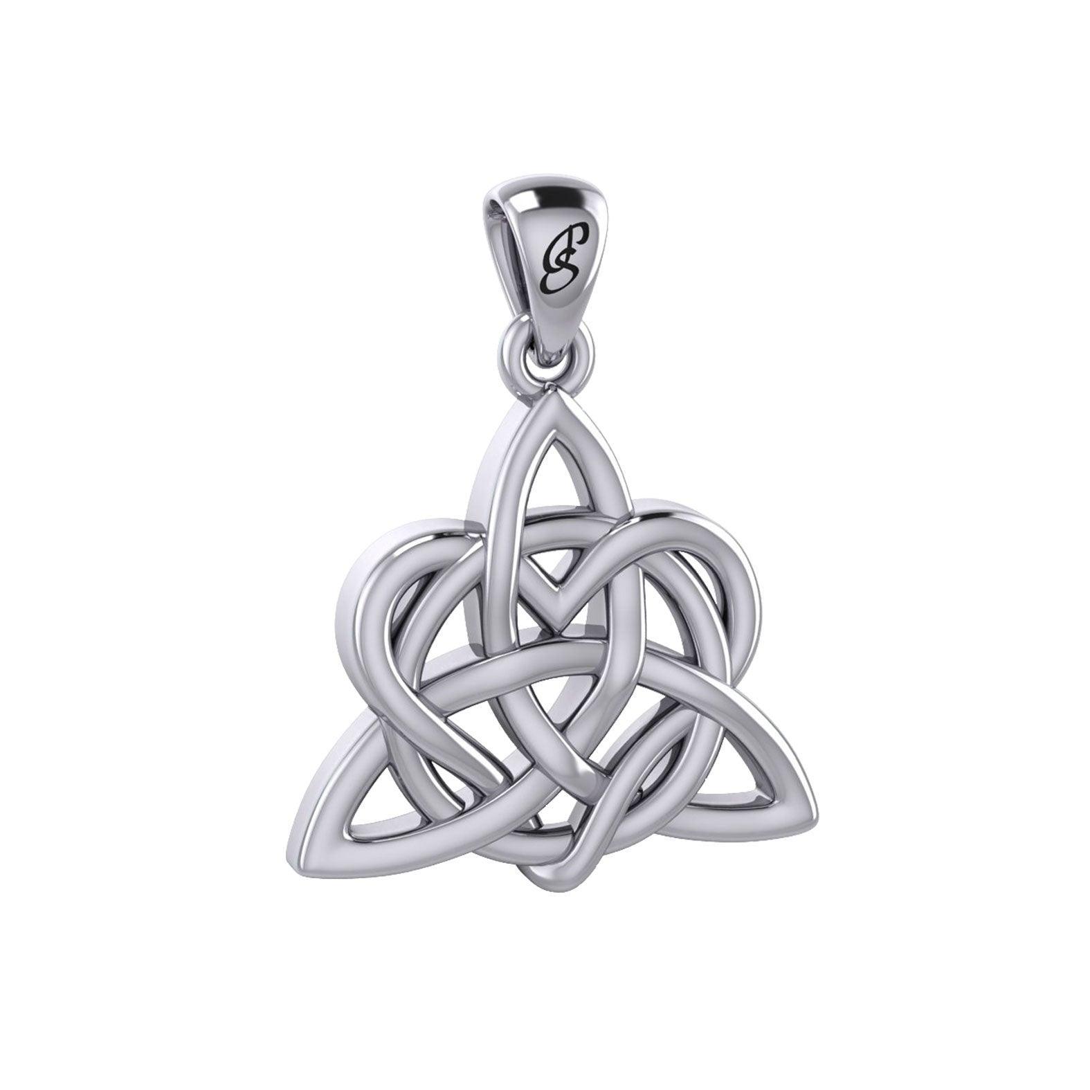 Elegance: Sterling Silver Enchanted Magic Celtic Triquetra Heart Pendant - TPD6195 by Peter Stone